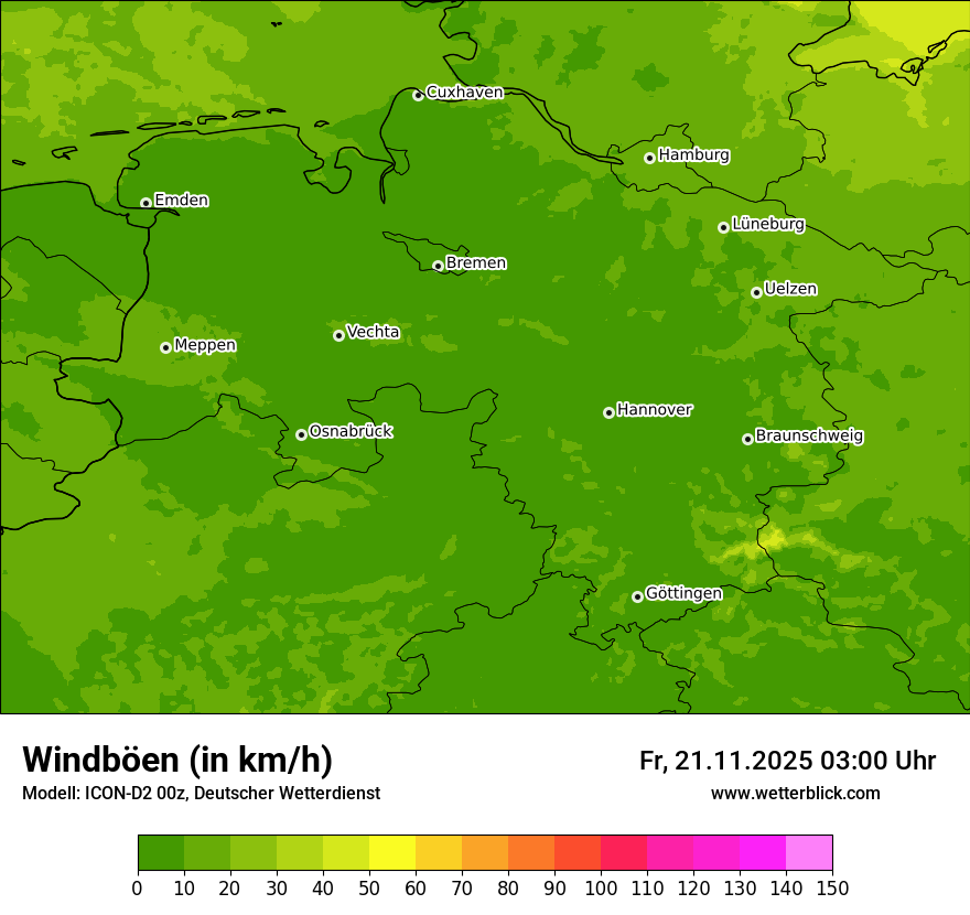 Modellkarten Windgeschwindigkeit