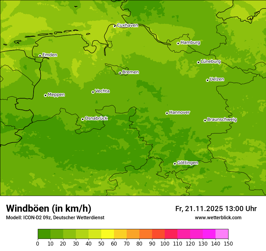 Modellkarten Windgeschwindigkeit