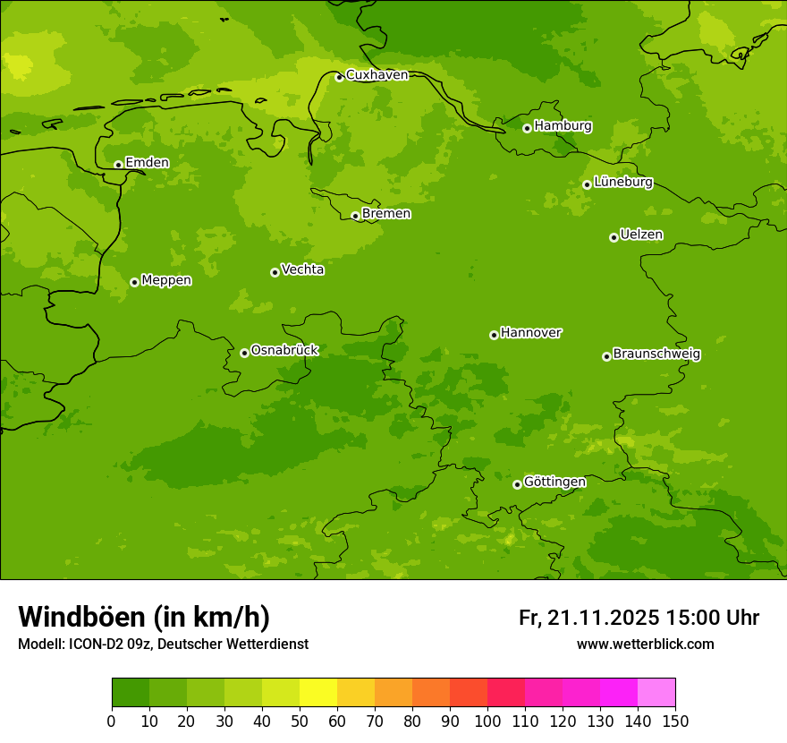 Modellkarten Windgeschwindigkeit