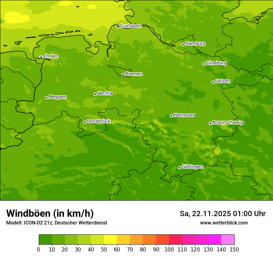 Modellkarten Windgeschwindigkeit