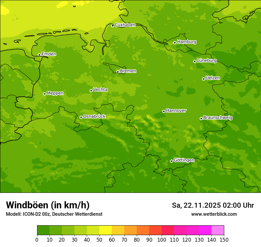 Modellkarten Windgeschwindigkeit