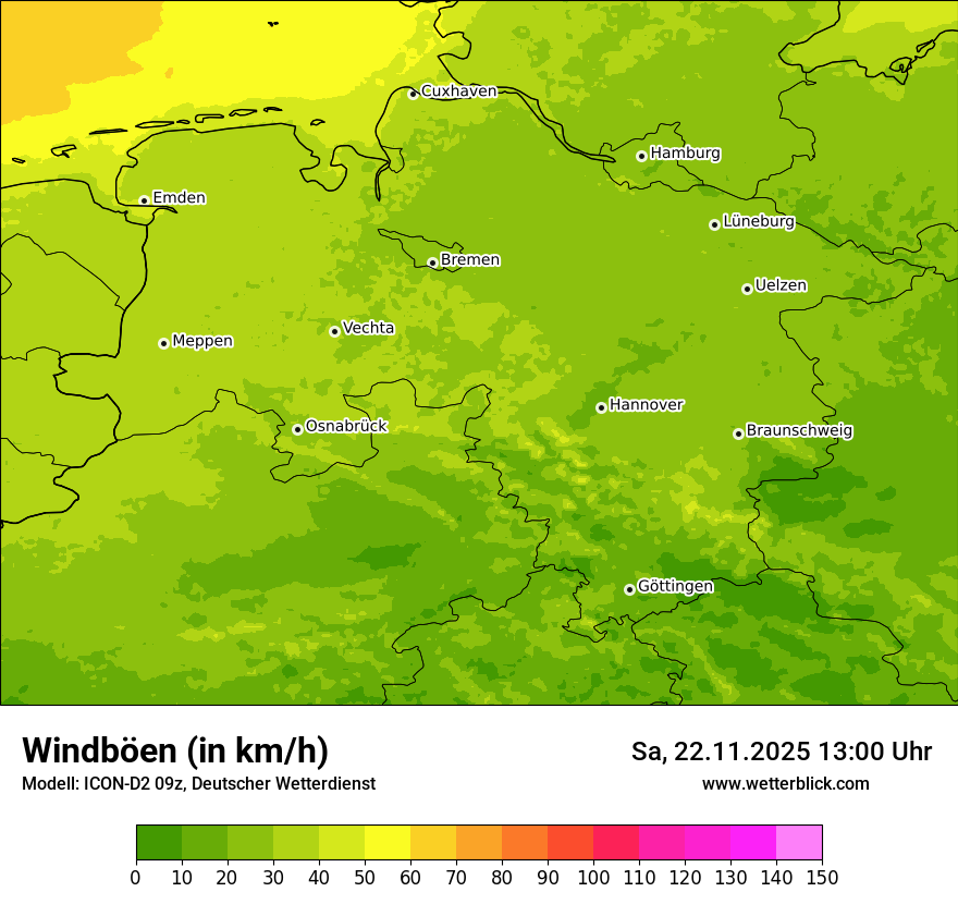 Modellkarten Windgeschwindigkeit