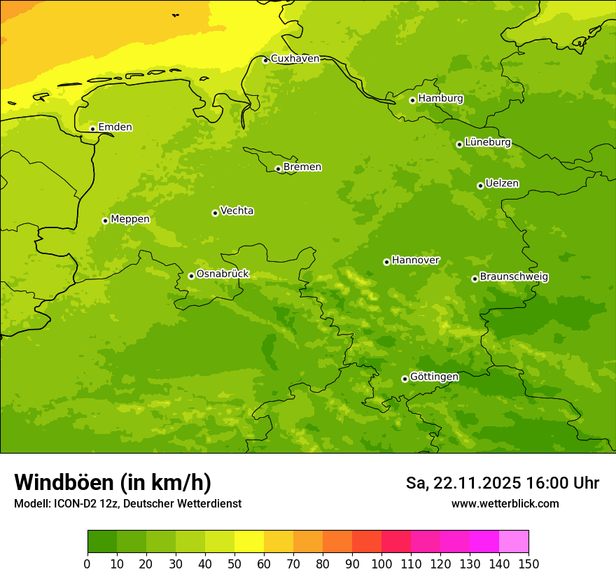 Modellkarten Windgeschwindigkeit