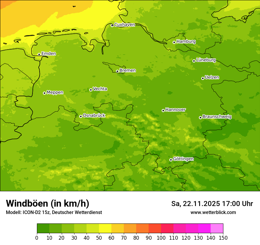 Modellkarten Windgeschwindigkeit