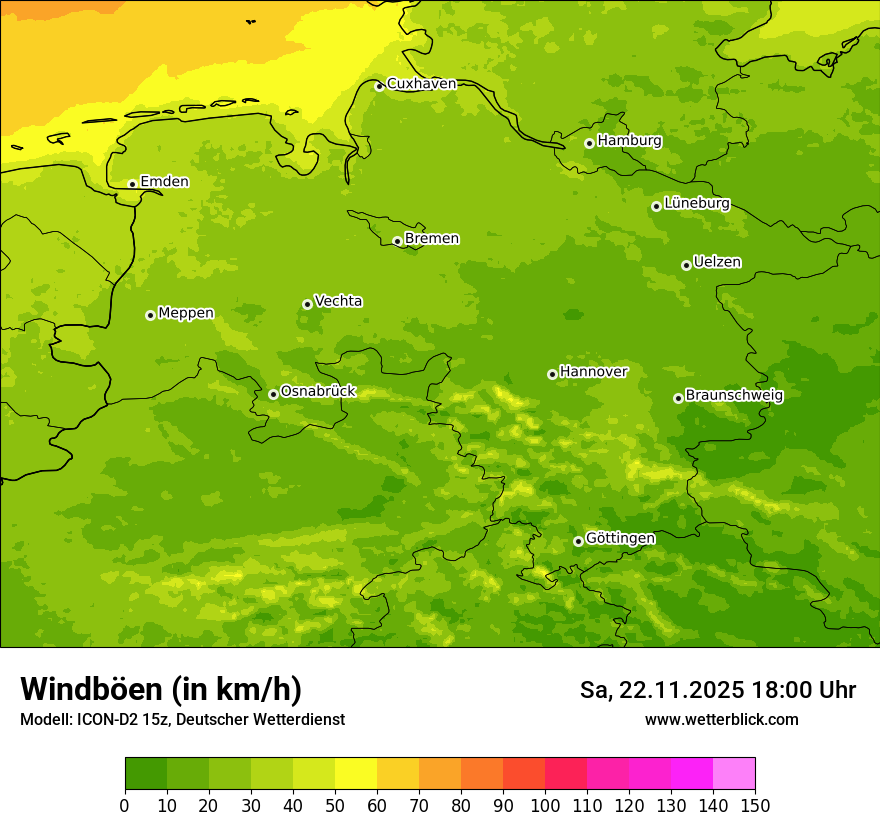 Modellkarten Windgeschwindigkeit