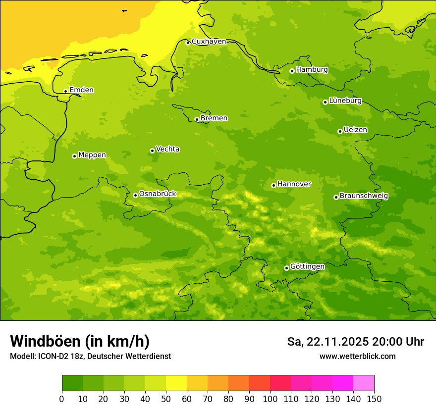 Modellkarten Windgeschwindigkeit