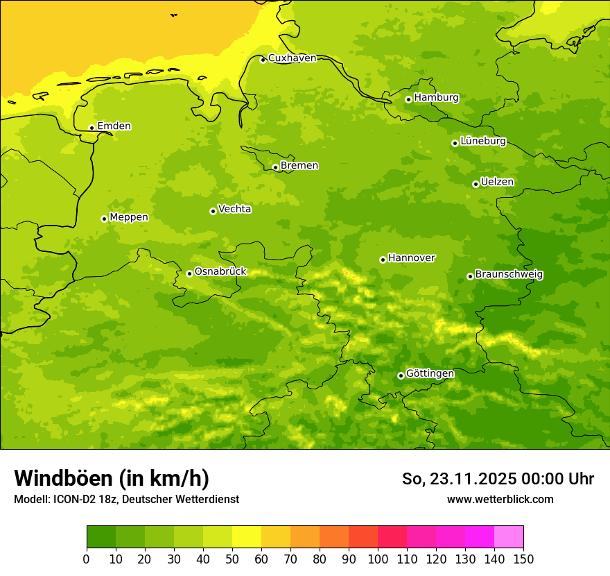 Modellkarten Windgeschwindigkeit