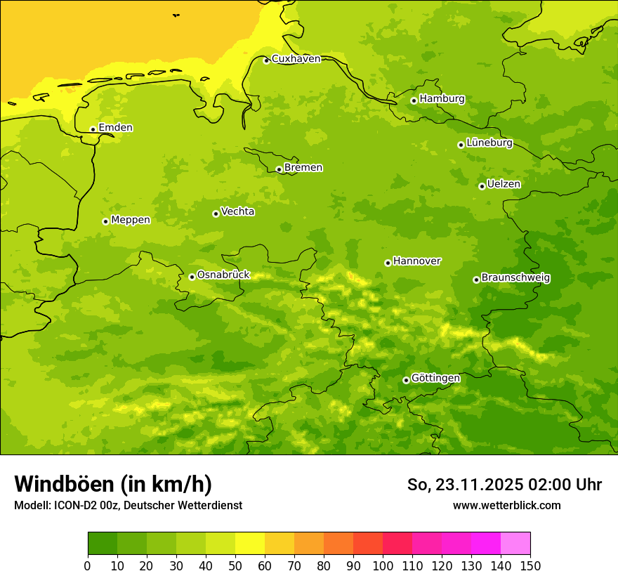 Modellkarten Windgeschwindigkeit