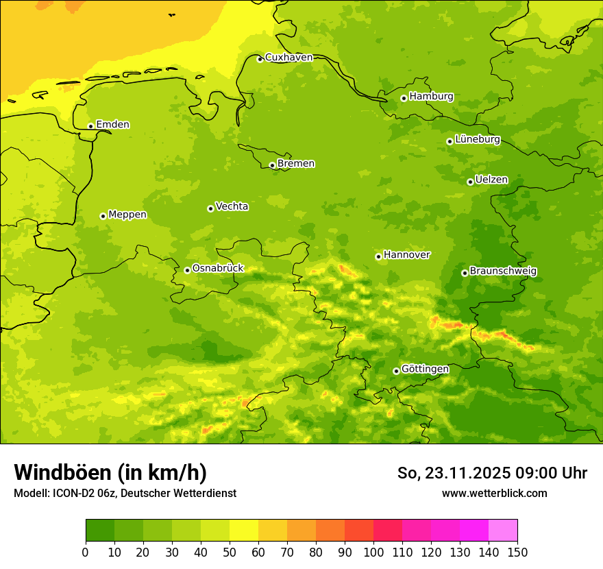 Modellkarten Windgeschwindigkeit