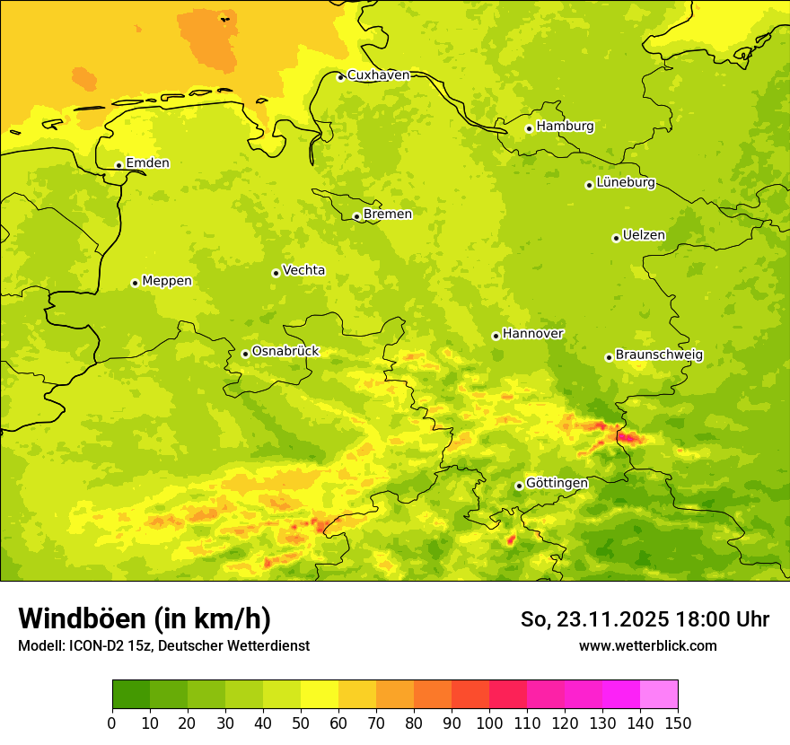 Modellkarten Windgeschwindigkeit