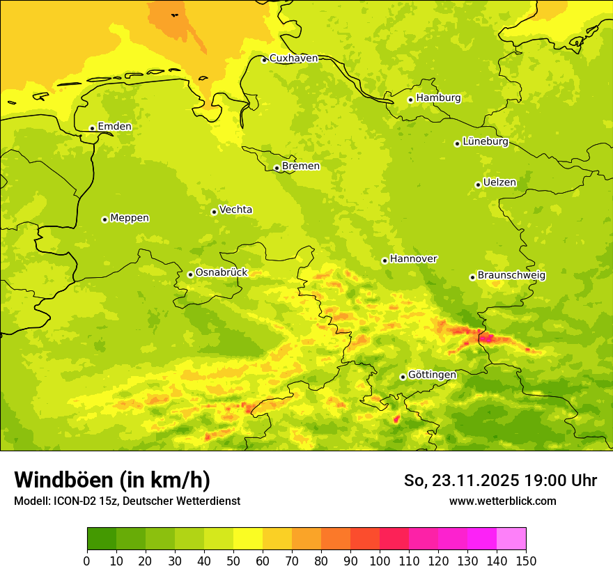 Modellkarten Windgeschwindigkeit
