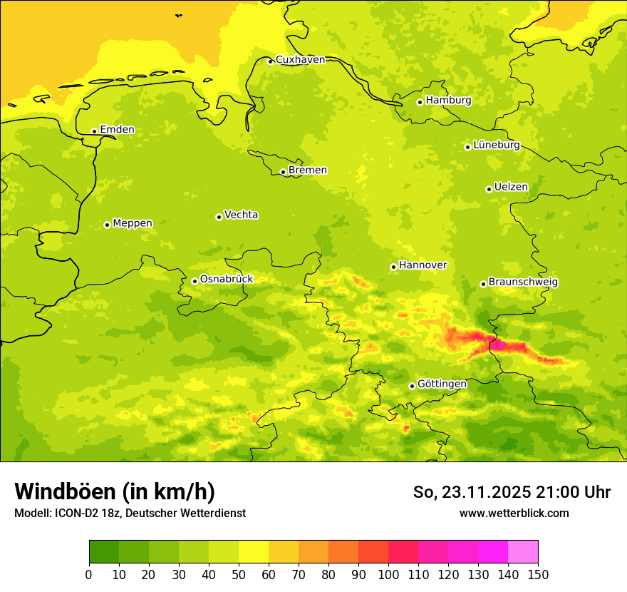 Modellkarten Windgeschwindigkeit