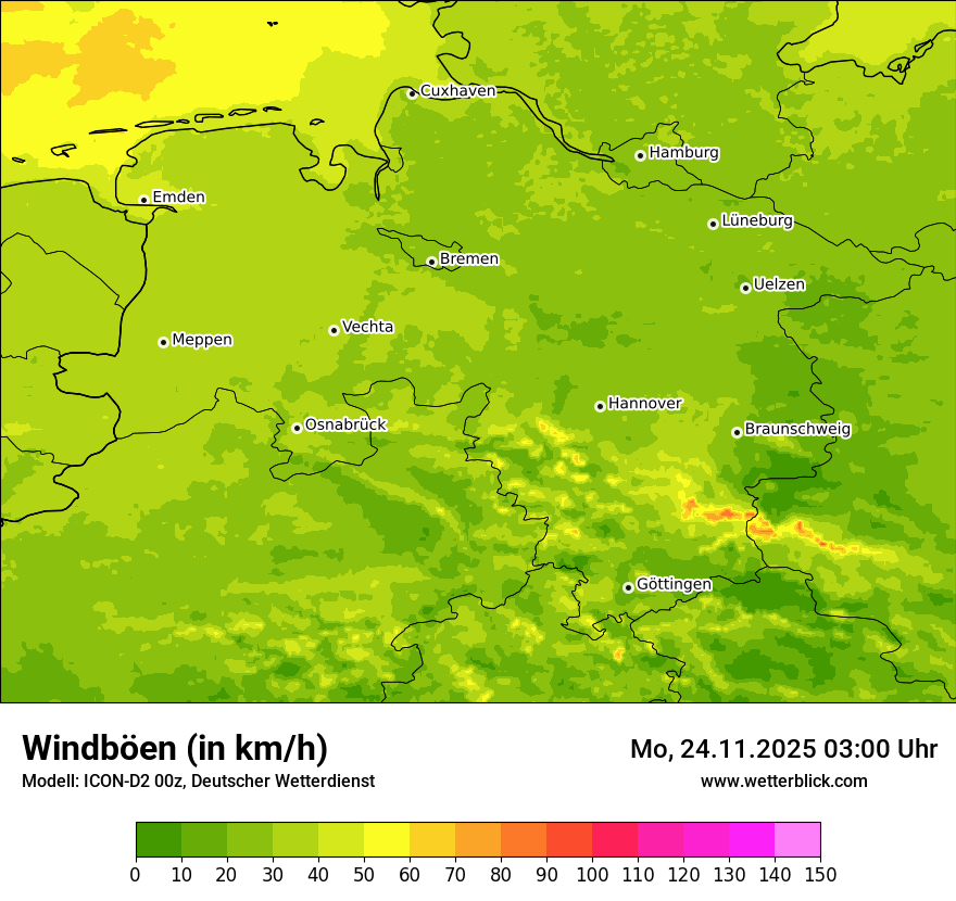 Modellkarten Windgeschwindigkeit