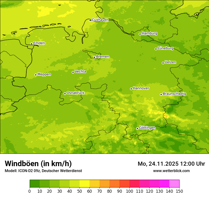 Modellkarten Windgeschwindigkeit