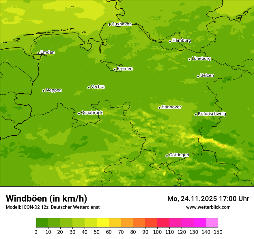 Modellkarten Windgeschwindigkeit
