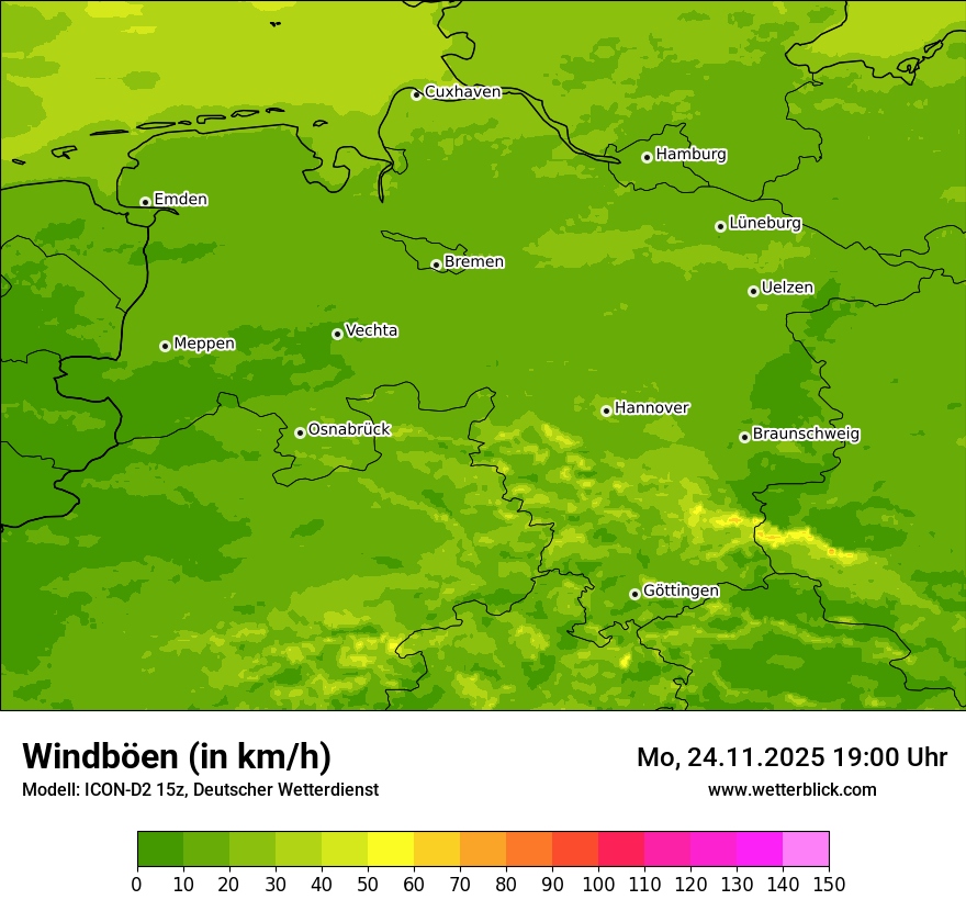 Modellkarten Windgeschwindigkeit