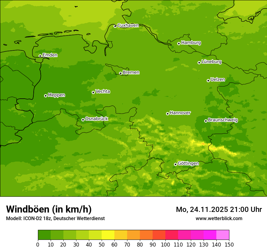 Modellkarten Windgeschwindigkeit