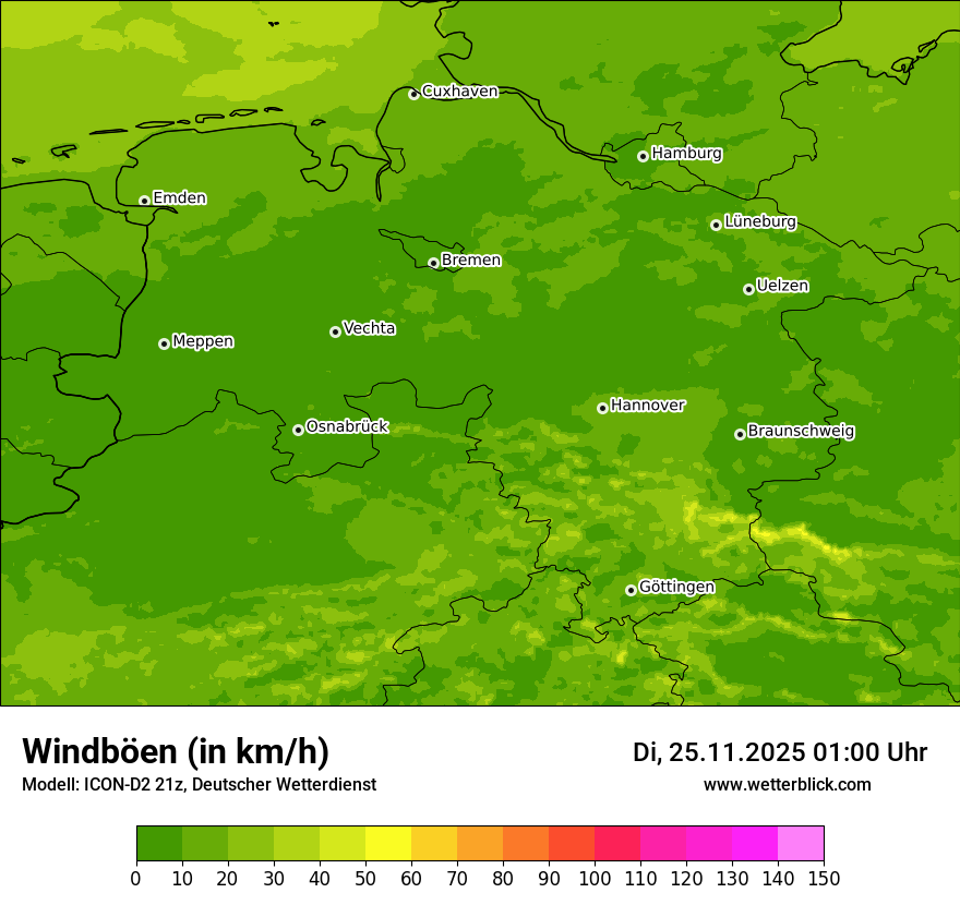 Modellkarten Windgeschwindigkeit
