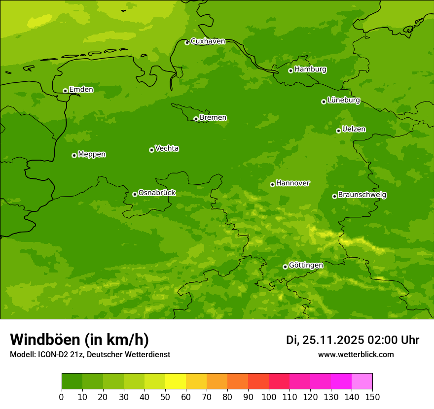 Modellkarten Windgeschwindigkeit