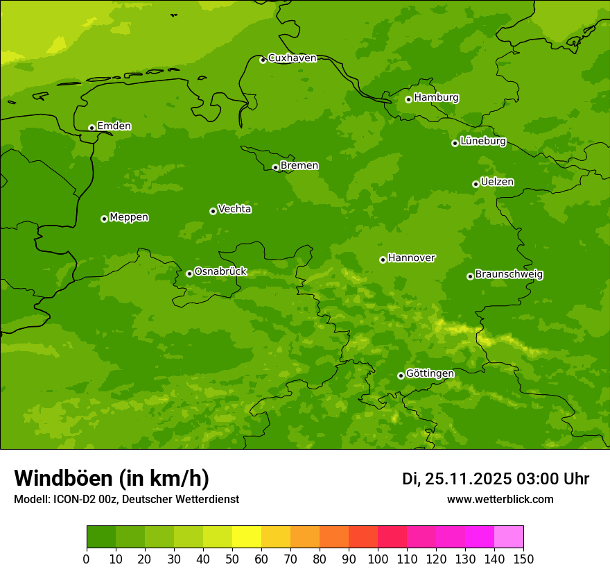 Modellkarten Windgeschwindigkeit