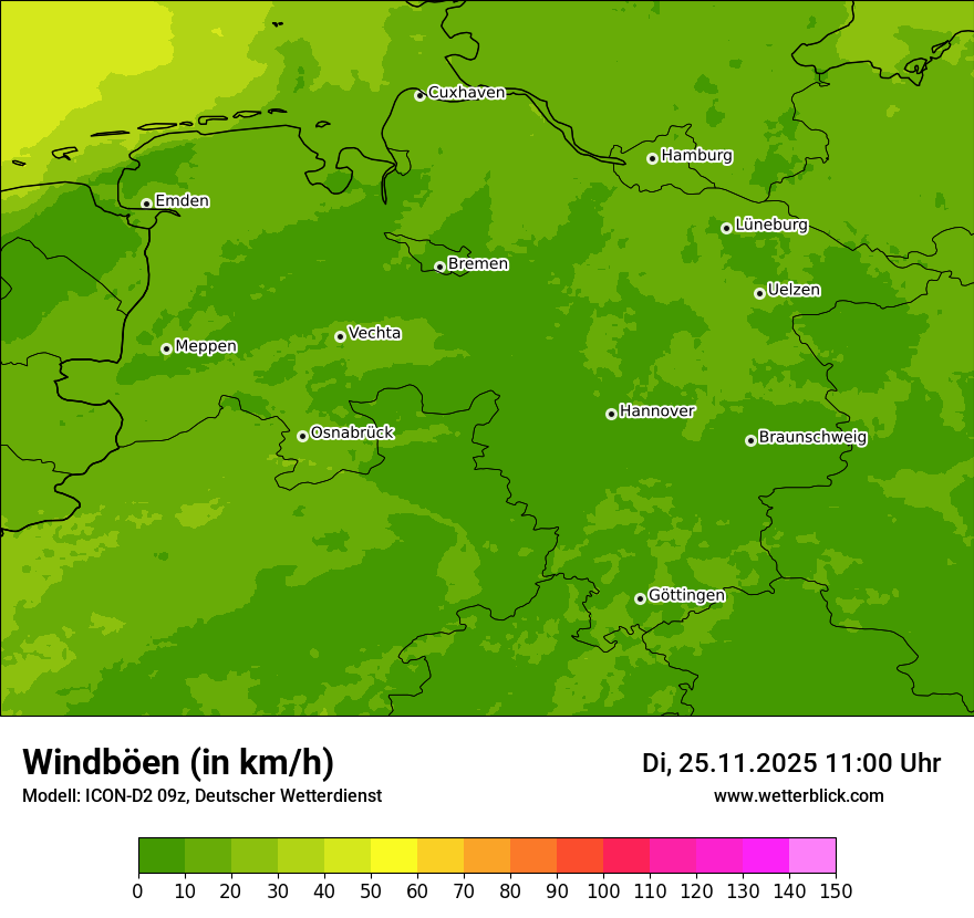 Modellkarten Windgeschwindigkeit