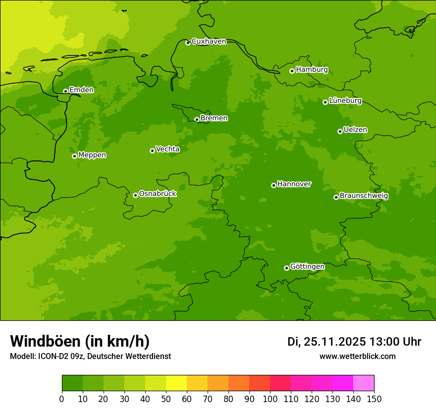 Modellkarten Windgeschwindigkeit