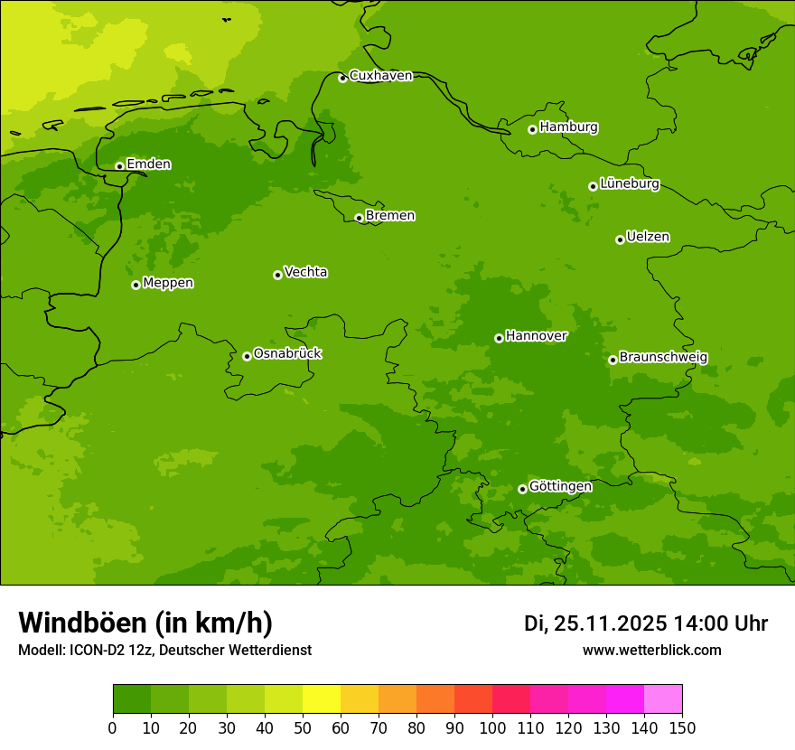 Modellkarten Windgeschwindigkeit