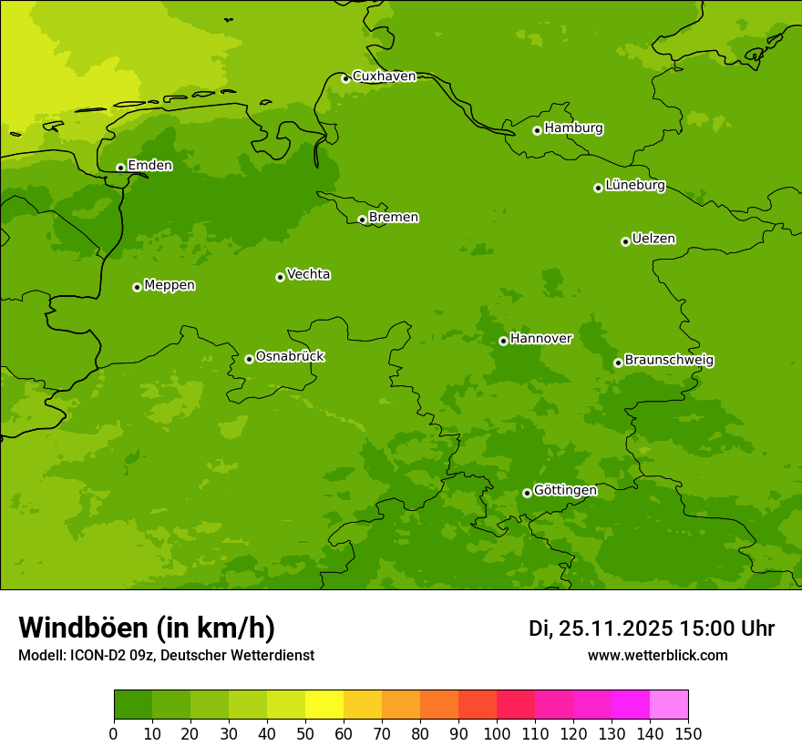 Modellkarten Windgeschwindigkeit