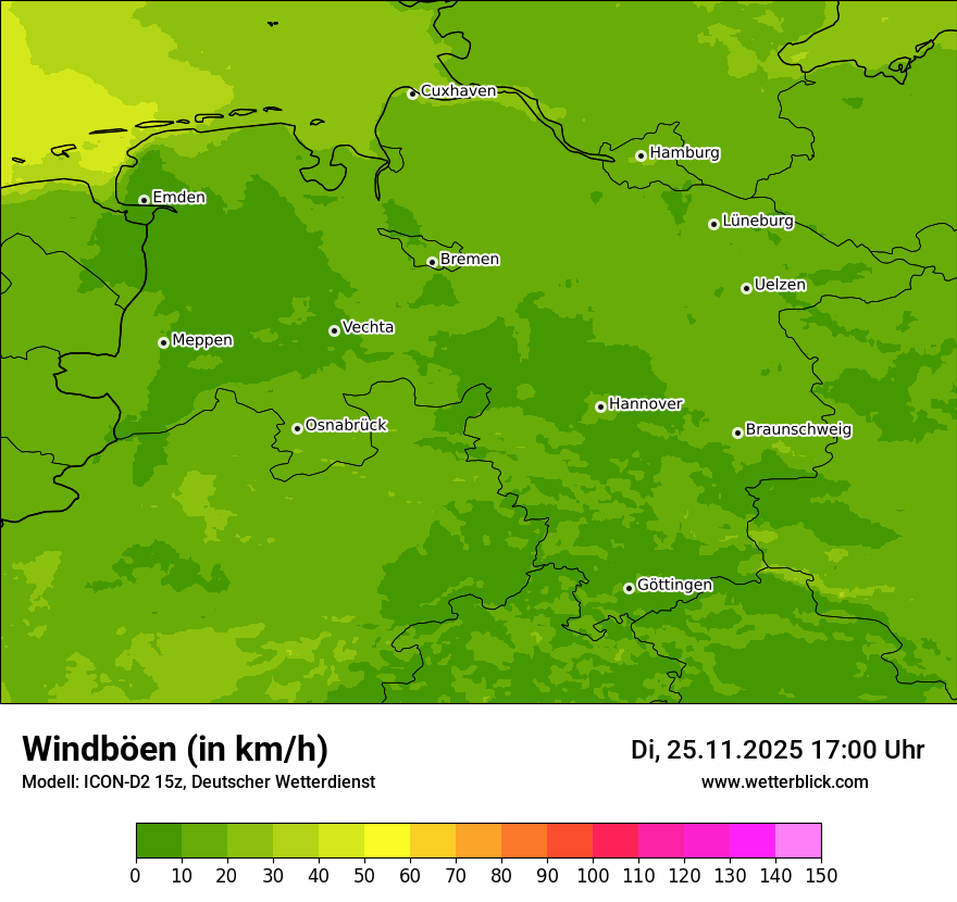 Modellkarten Windgeschwindigkeit