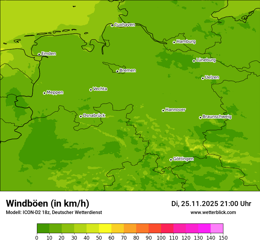 Modellkarten Windgeschwindigkeit