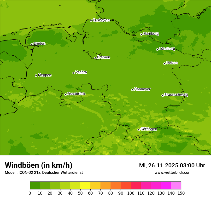 Modellkarten Windgeschwindigkeit