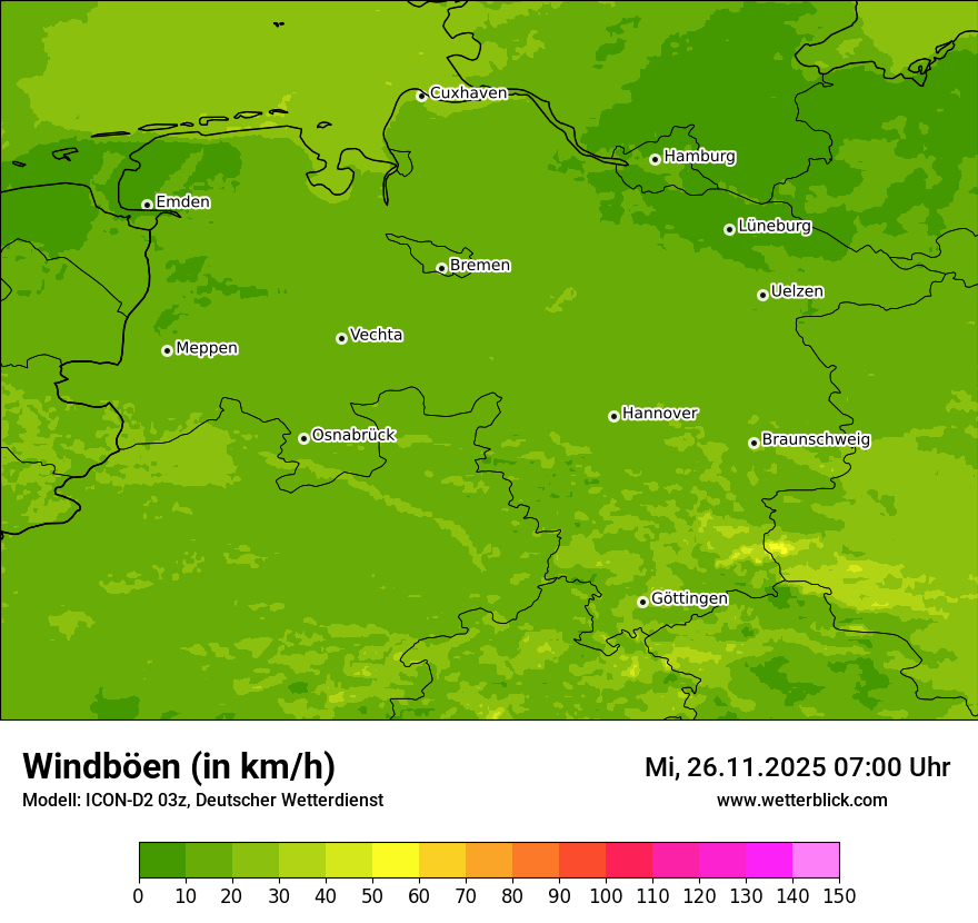 Modellkarten Windgeschwindigkeit
