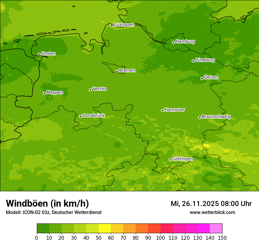 Modellkarten Windgeschwindigkeit