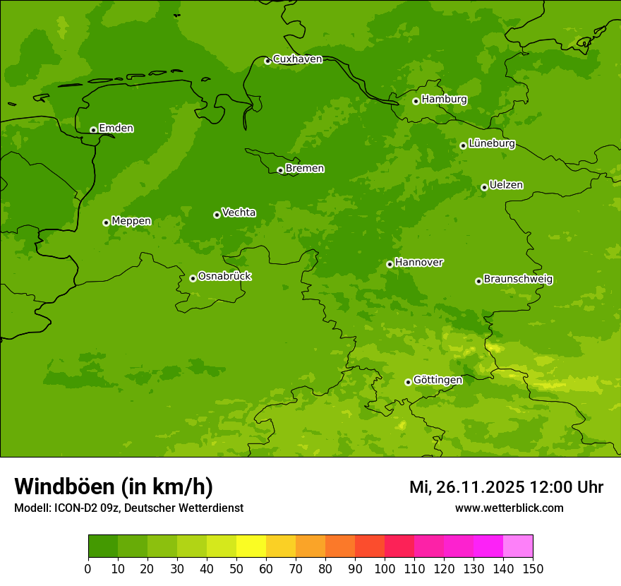 Modellkarten Windgeschwindigkeit