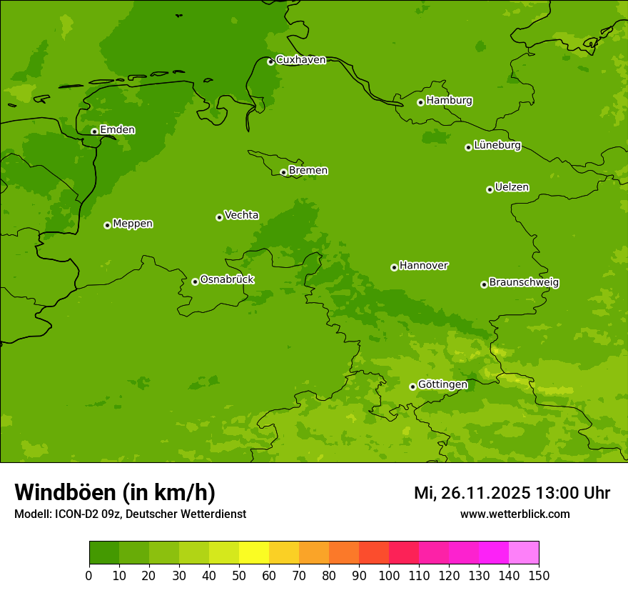 Modellkarten Windgeschwindigkeit