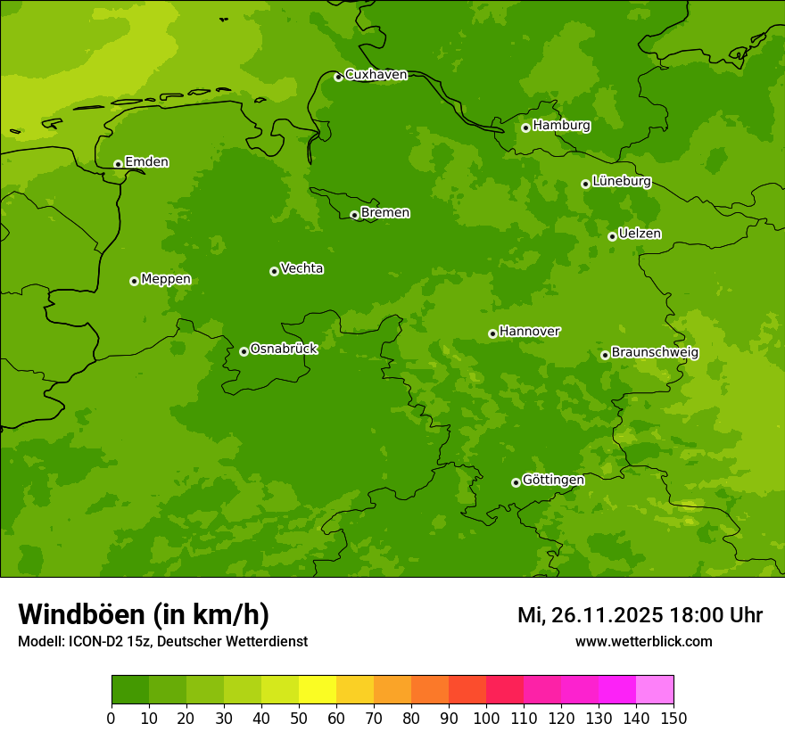 Modellkarten Windgeschwindigkeit