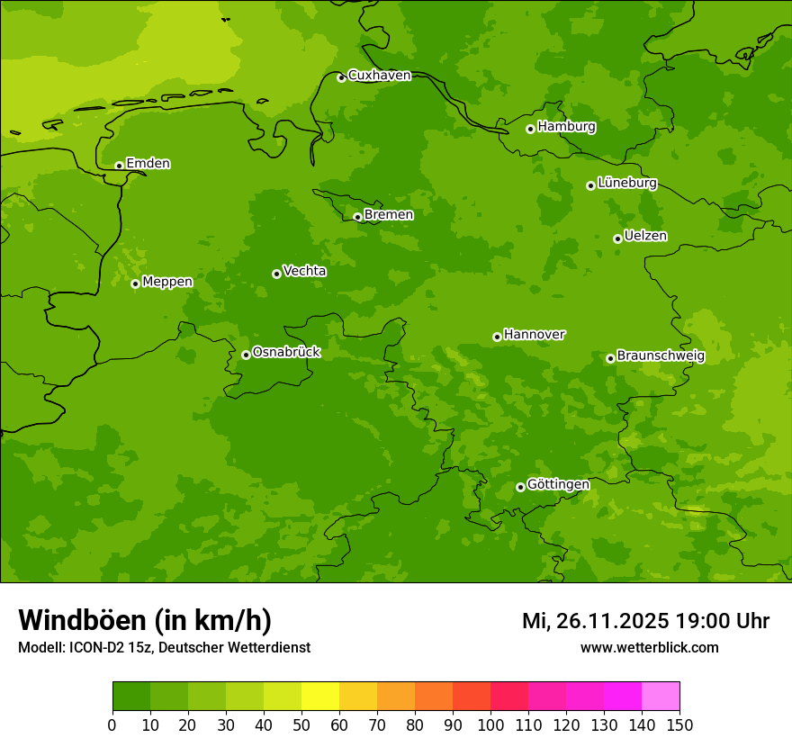 Modellkarten Windgeschwindigkeit