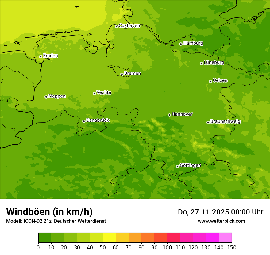 Modellkarten Windgeschwindigkeit
