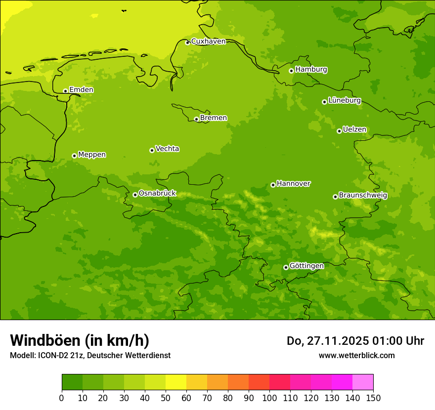 Modellkarten Windgeschwindigkeit