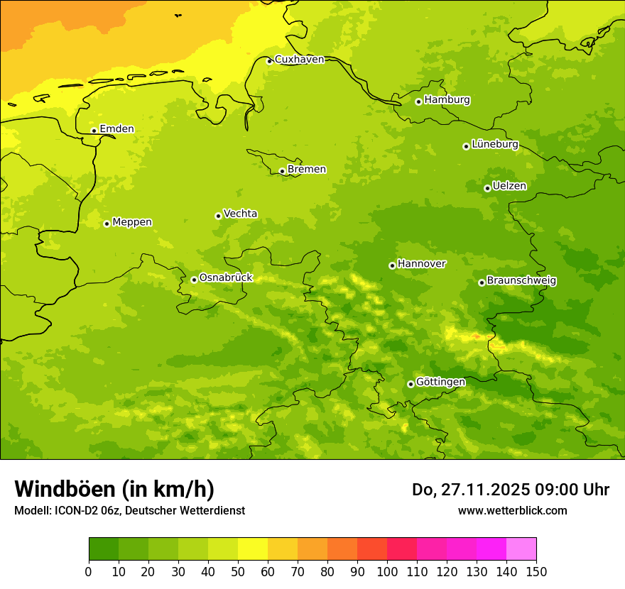 Modellkarten Windgeschwindigkeit