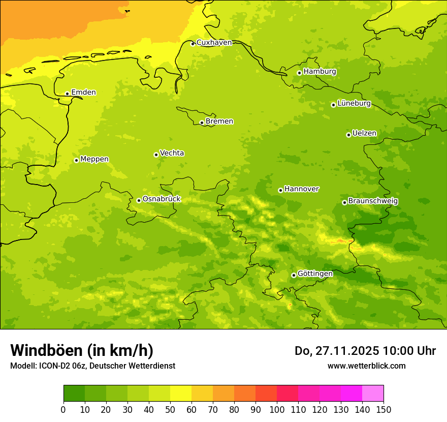 Modellkarten Windgeschwindigkeit