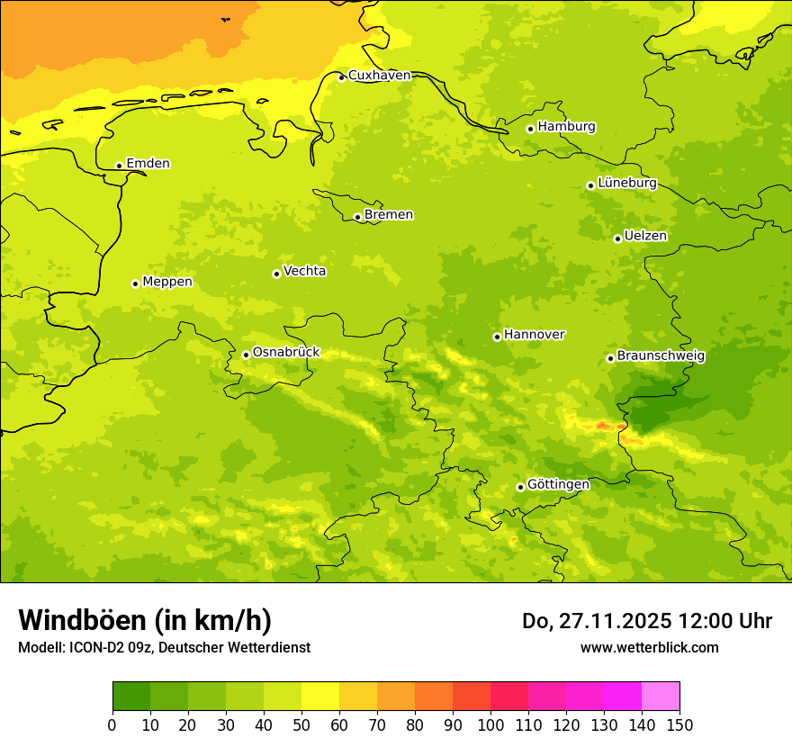 Modellkarten Windgeschwindigkeit