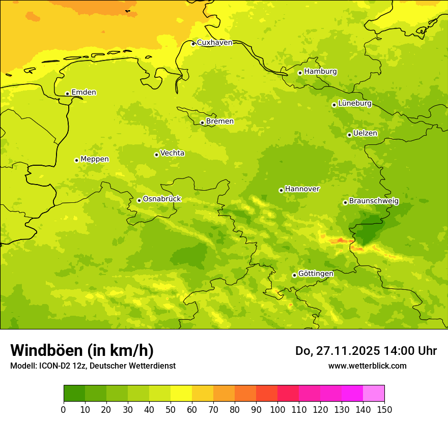 Modellkarten Windgeschwindigkeit