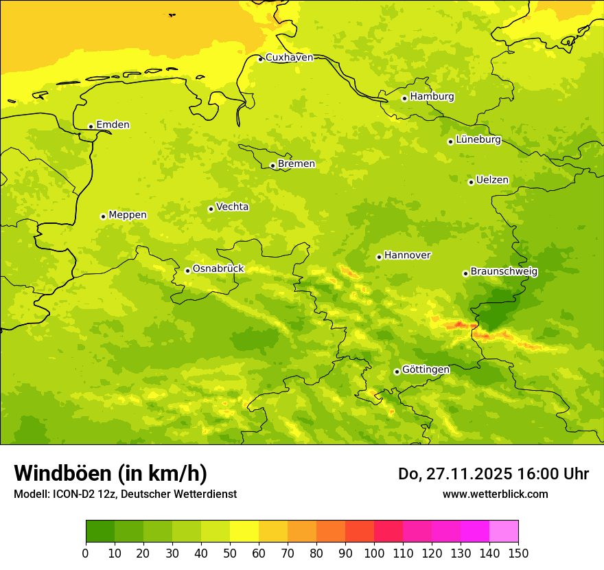 Modellkarten Windgeschwindigkeit