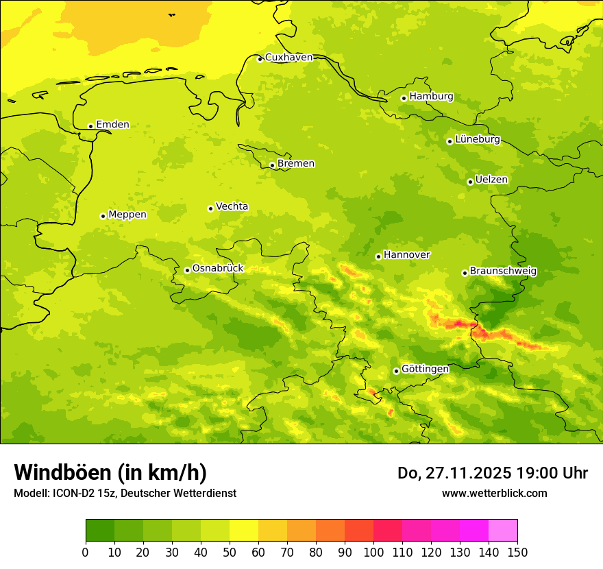 Modellkarten Windgeschwindigkeit
