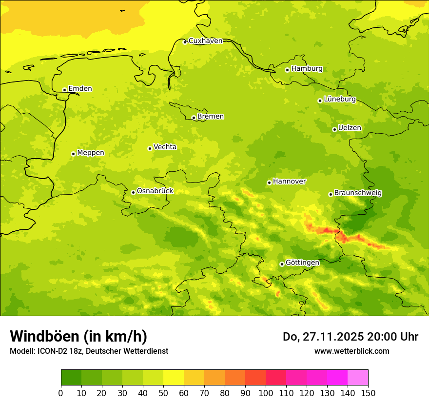 Modellkarten Windgeschwindigkeit