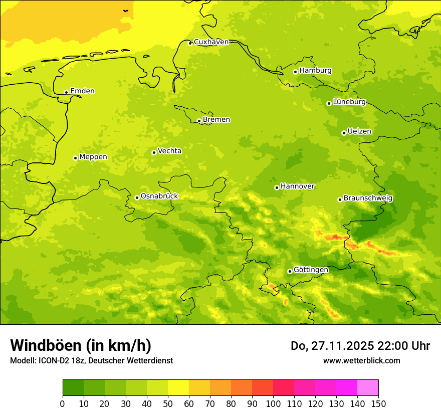 Modellkarten Windgeschwindigkeit