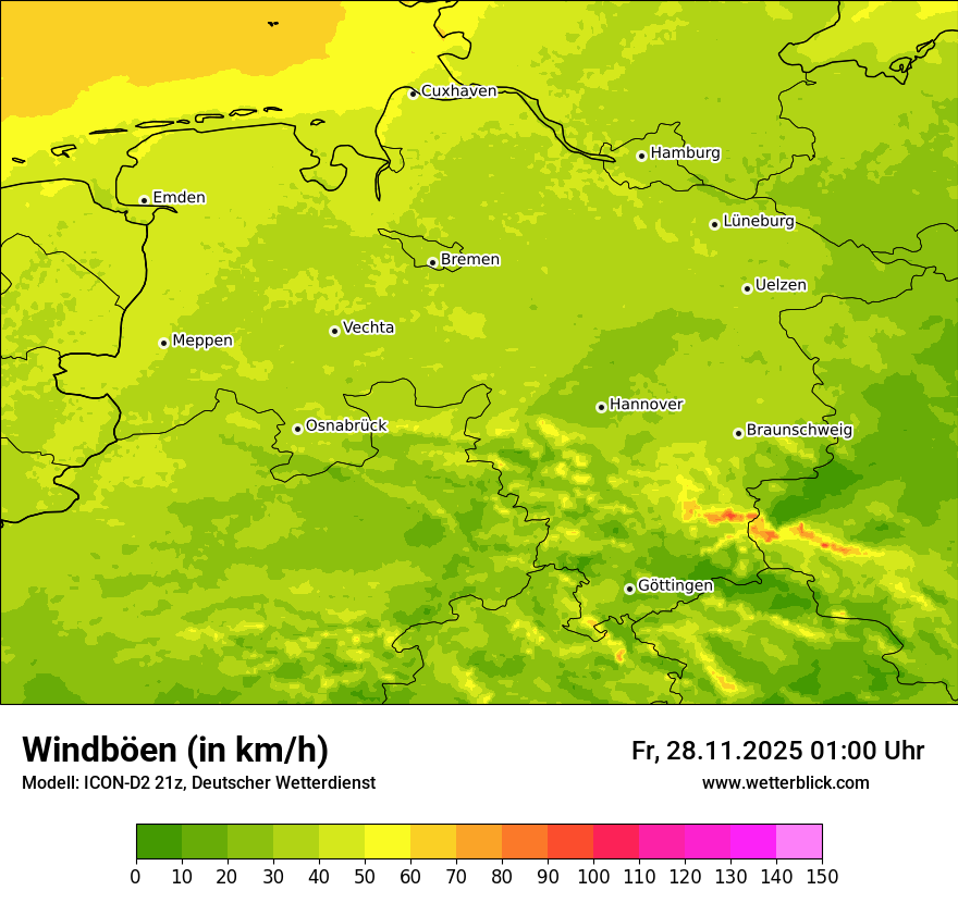 Modellkarten Windgeschwindigkeit