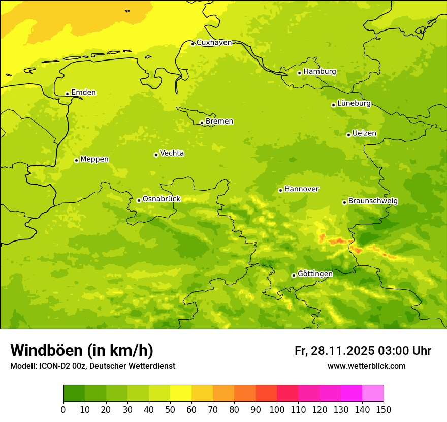 Modellkarten Windgeschwindigkeit