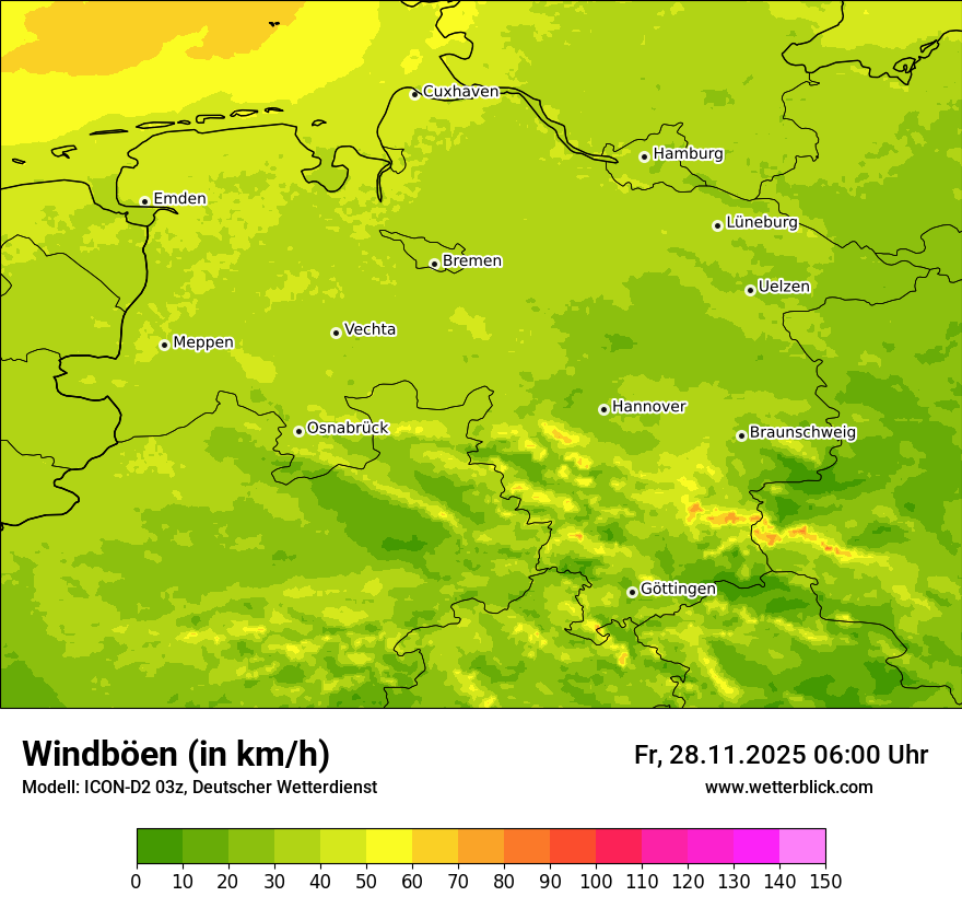 Modellkarten Windgeschwindigkeit